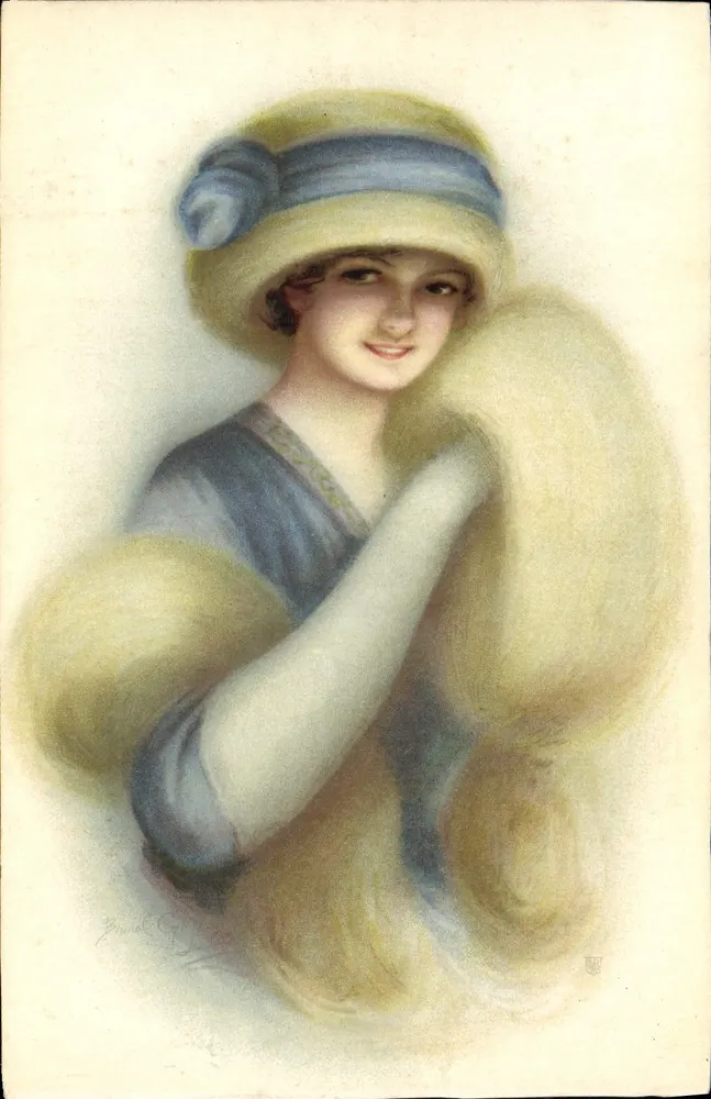 Junge Frau mit Hut — mit langer blonden Haare — Fotostudio GLETTA, Frankreich - Vorderseite
