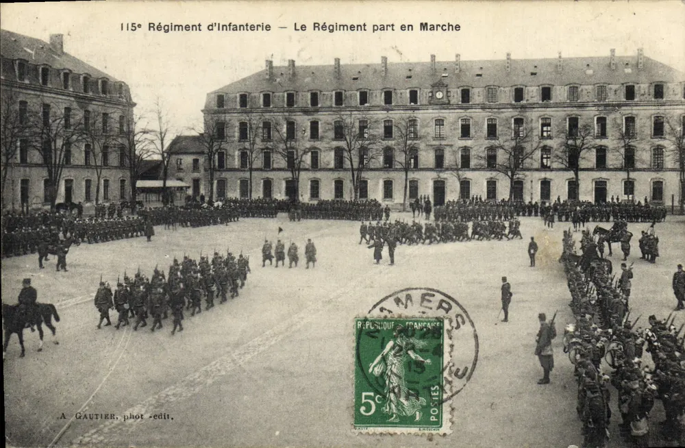 115. Infanterieregiment — Das Regiment im Marsch — A. Gautier, phot.-edit. - Vorderseite