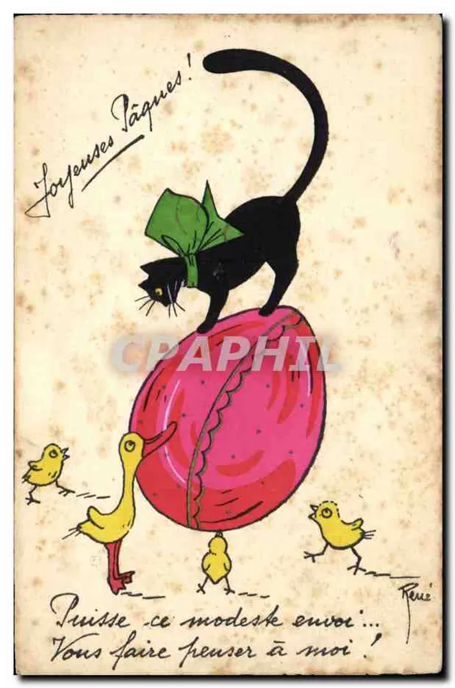 Gato preto sobre ovo de Páscoa — Edições de Arte E.S. — N° III - Frente