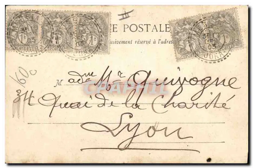 Madame Thérésa, Extra-Lucid Somnambulistin — Divinationszene mit einer Eule — Phototypie A. Megoret und de la Poste à Lyon - Rückseite