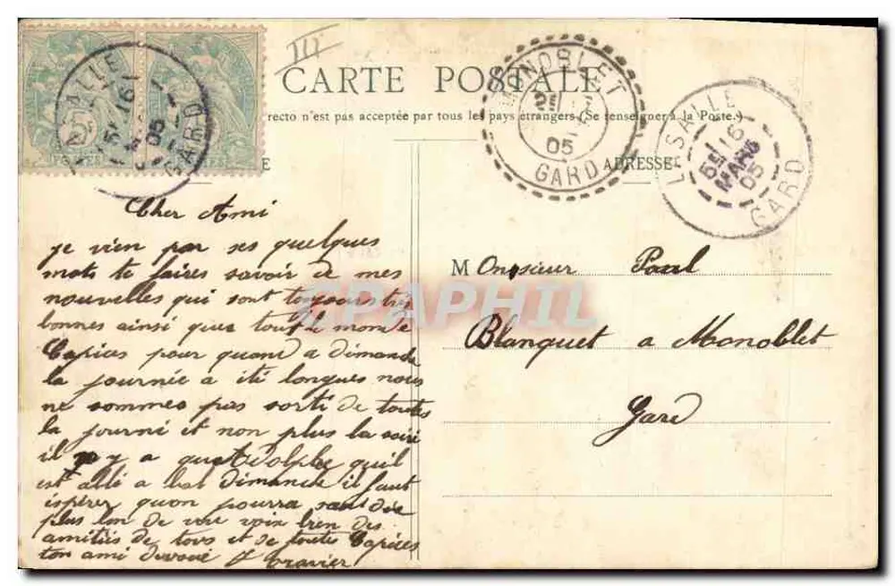 Sprache der As — Geschäftsbrief, Brief, Geschenke, Hochzeit — Verlag A. Béchard, Nr. 314 - Rückseite