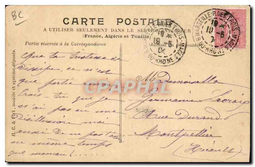 Der Orakel — Karten-Lesekarte — Verlag H. C. & R.D.Y. - Rückseite