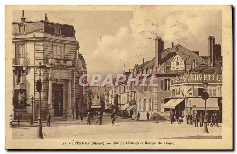 ÉPERNAY (Marne) — Rue de Châlons und Banque de France — Verleger L. B. - Vorderseite