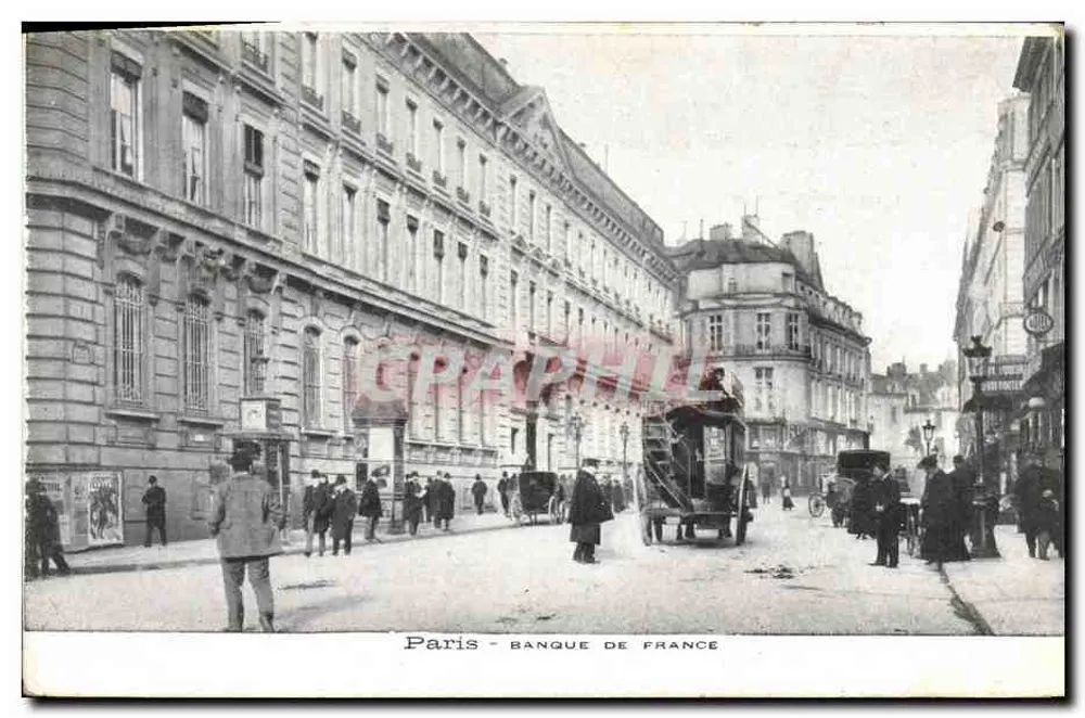 Paris - Banco da França — vista da rua com veículos e pedestres — n° 400 - Frente