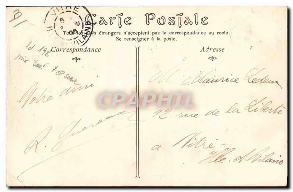 Mann aus Falaise — Der Hut des Mannes aus Falaise — Lib. BOURDET — Falaise - Rückseite