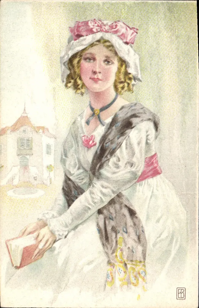 Junge Frau im traditionellen Kleid — Illustration — Verleger ER, Serie N. 3076 - Vorderseite