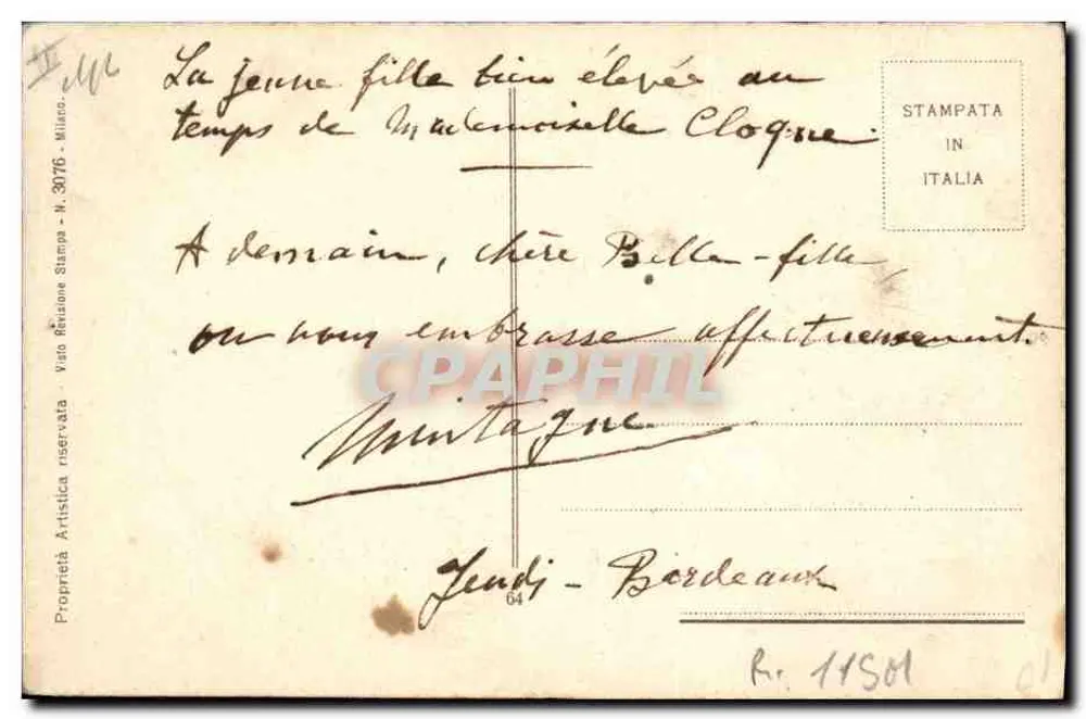 Elegante junge Frau — Verlag Vizio Relazione Stampa - Milano, Nr. 3076 - Rückseite