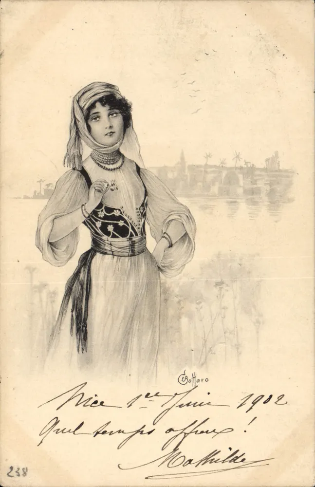 Frau in orientalischem Kleid — Nice — Cottaro, Nr. 238 - Vorderseite