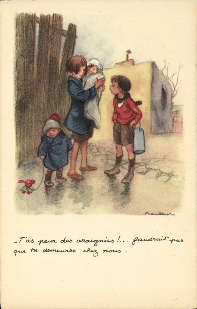 Kinder und Baby — Straßenszene — Verlag Noulbou, Nr. 10 - Vorderseite