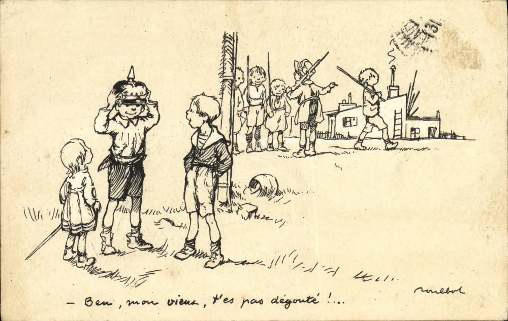 Kinder in Soldatenkleidung — humorvolle Szene — Poubot, n°14 - Vorderseite