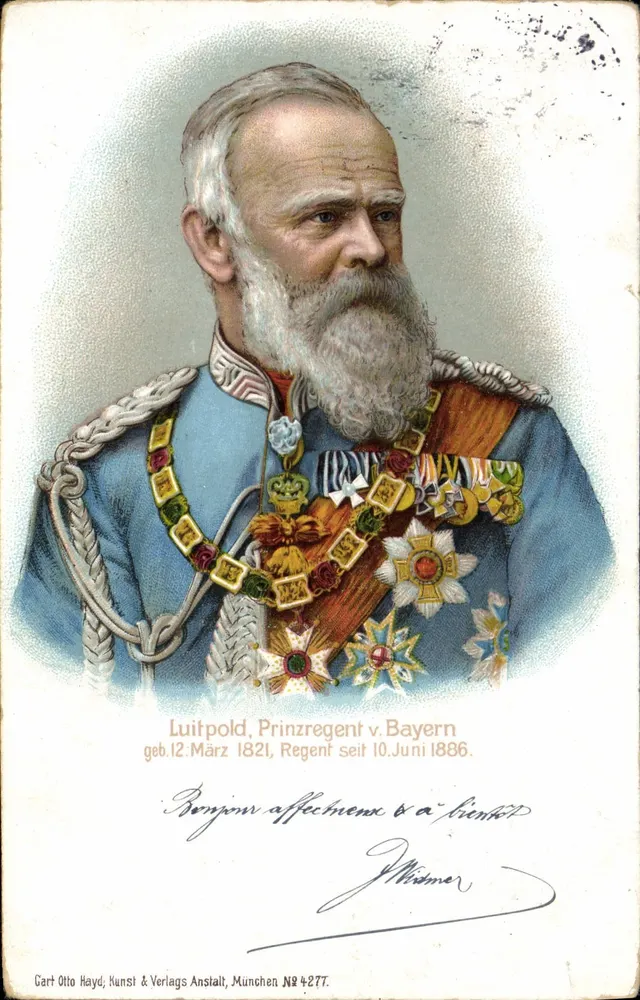 Luitpold, Prinzregent v. Bayern — retrato em uniforme ornado — Cart Otto Hayd, Nunst & Verlags Anstalt, München N° 4277 - Frente