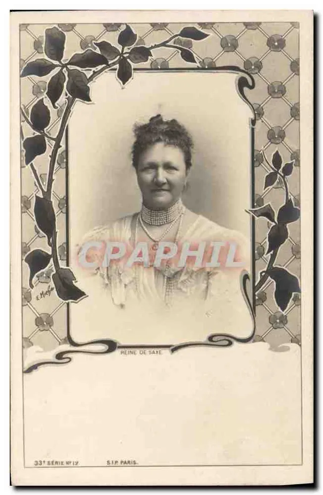 Królowa Saksonii — portret w północnym ujęciu — S.I.P. Paris, seria n°12 - Awers