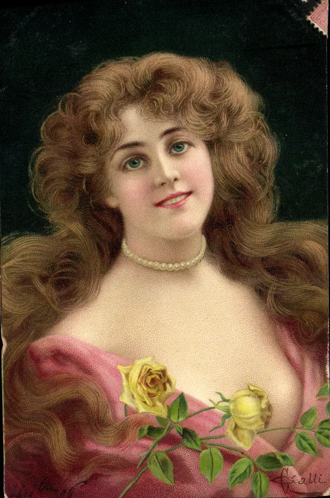 Junge Frau mit Rose — Verlag Fialli, Nr. 20 - Vorderseite