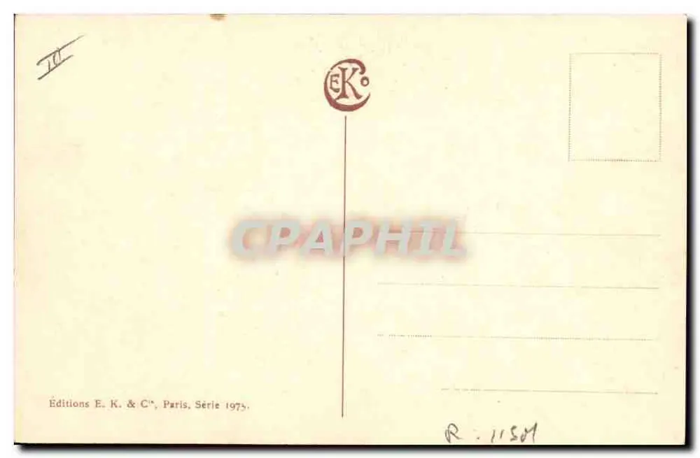 Frau in einem alten Stil Kleid — in einem kreisförmigen Rahmen — Editions E. K. & C°, Paris, Serie 1975 - Rückseite