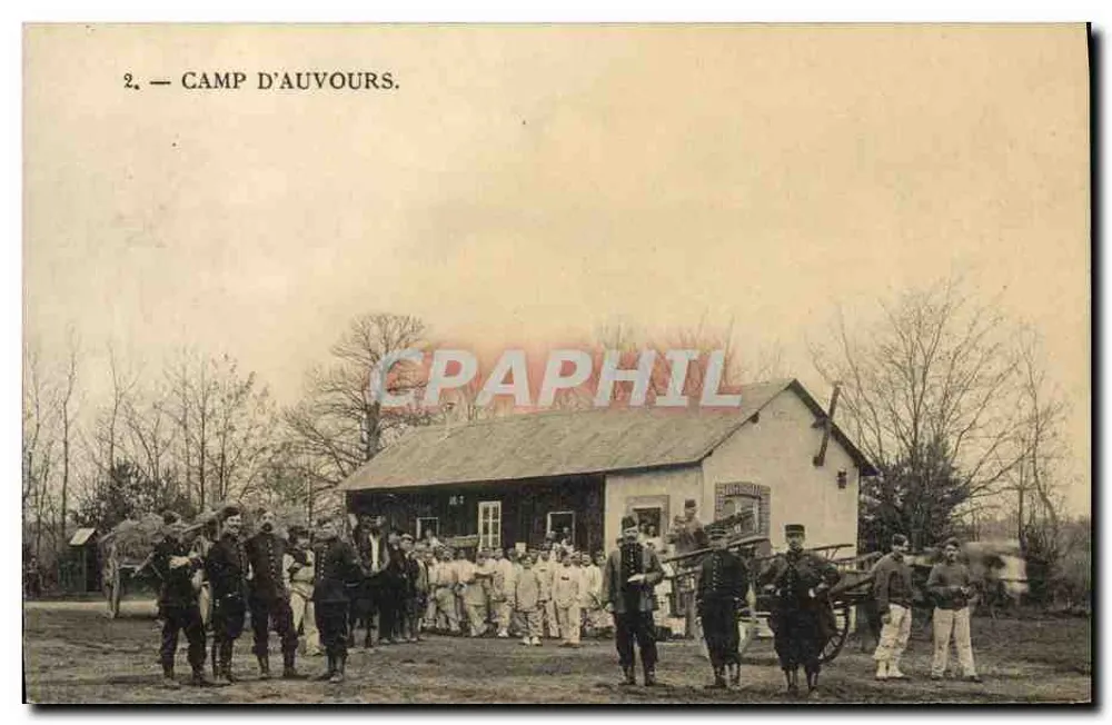 Camp d'Auvours — Campo militar com soldados e canhões — n°2 - Frente