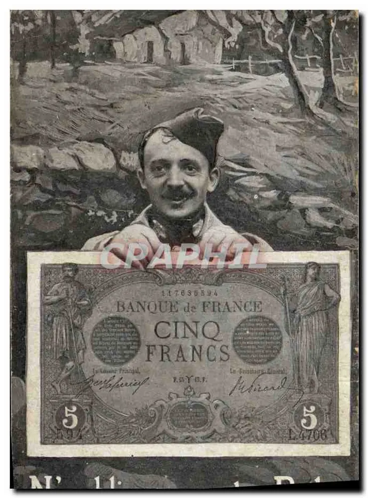 Soldado francês — 5 francos 1944 — Banque de France - Frente