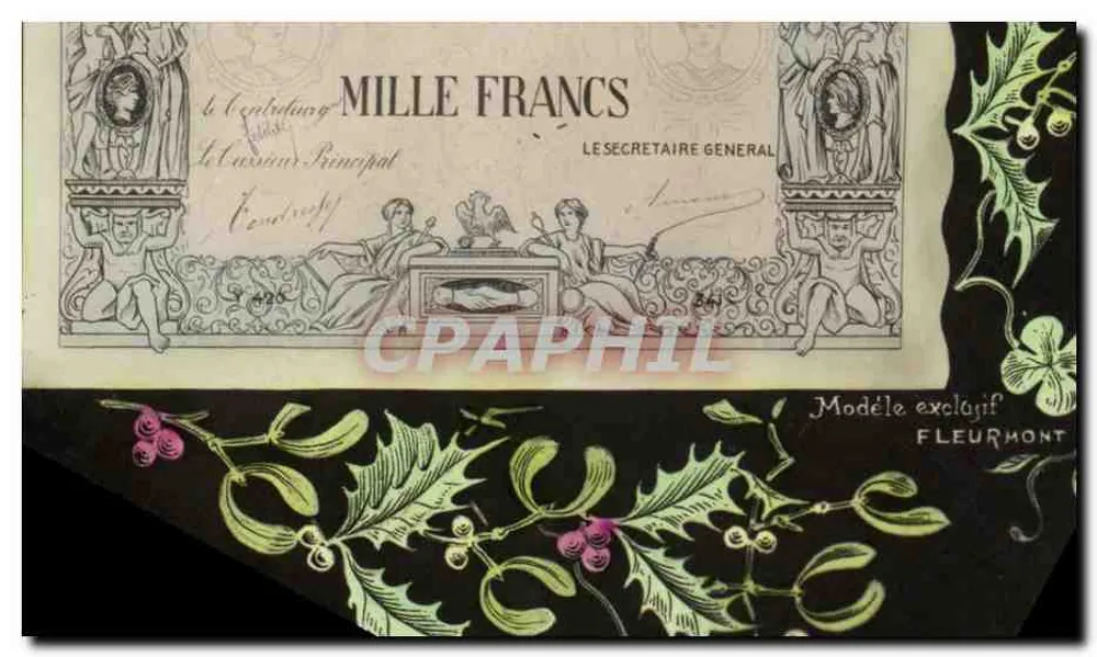 Carta postal de modelo exclusivo Fleurmont — 1000 francos — União Postal Universal - Frente