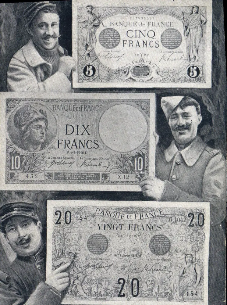Soldados apresentando notas bancárias — Edição SID Paris - Frente