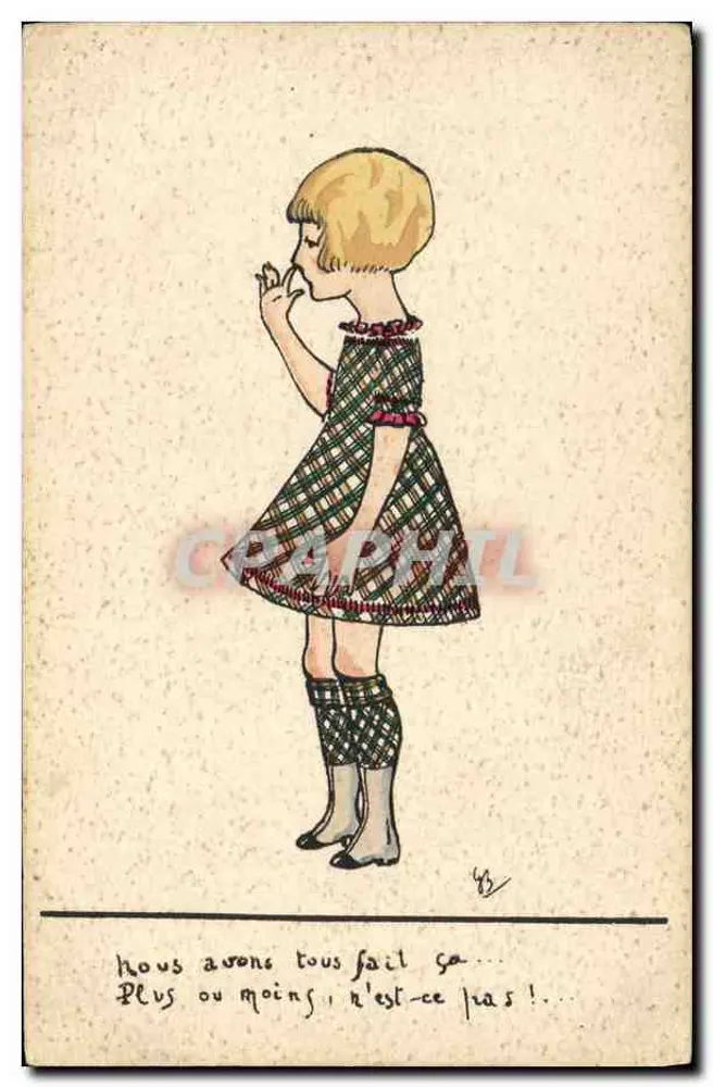 Mädchen in Kariertem Kleid — humoristische Illustration — Verlag Color, Nr. J82 - Vorderseite