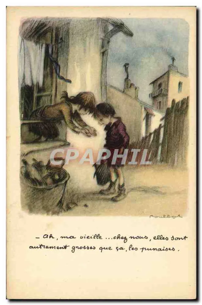 Kinder, die mit Kakerlaken spielen — Illustration von Poulbot — Nationale Liga gegen Slums - Vorderseite