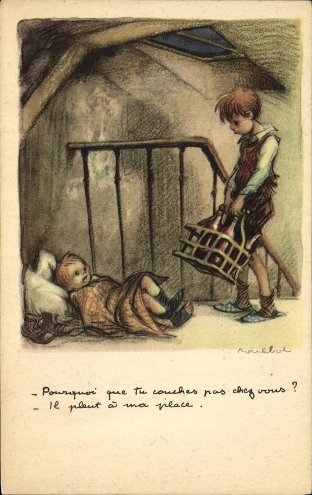 Kinder in einem Zimmer — Dialogszenen — Verlag Ligue Nationale Contre le Taudis - Vorderseite