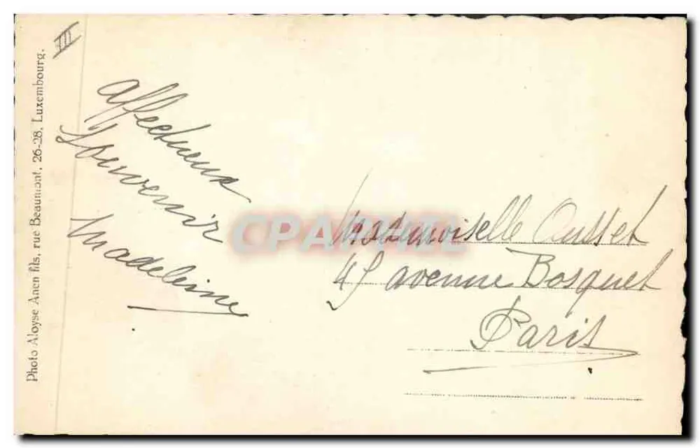 Prinz Jean, Großherzoglicher Erbe Luxemburgs — Foto Aloyse Anen fils, Rue Beaumont 26-28, Luxbg. - Rückseite