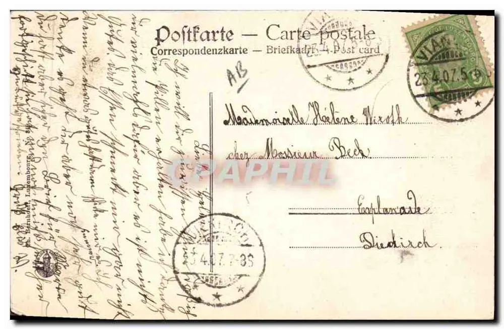 Princesa Antonia — Em cima de um cavalo — Carta postal alemã - Verso