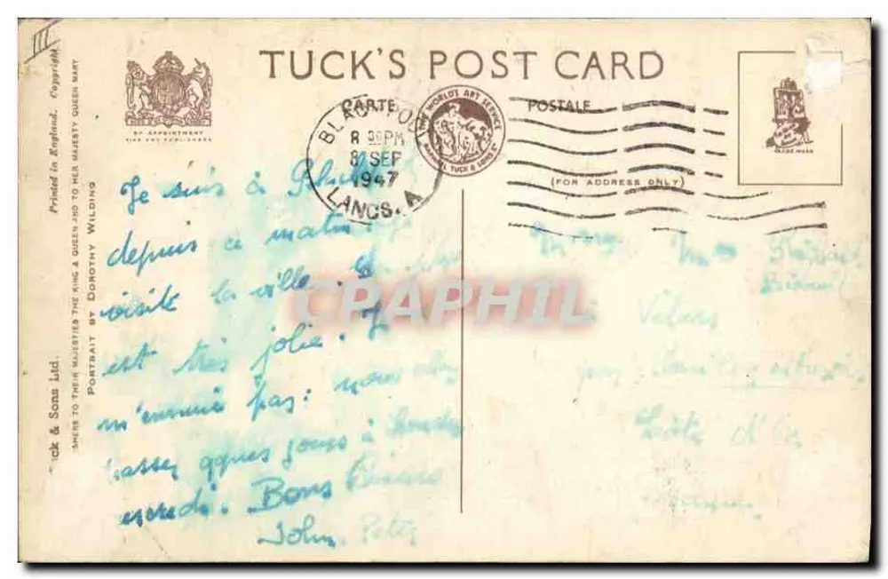 Retrato de Sua Majestade o Rei — Tuck's Post Card - Verso