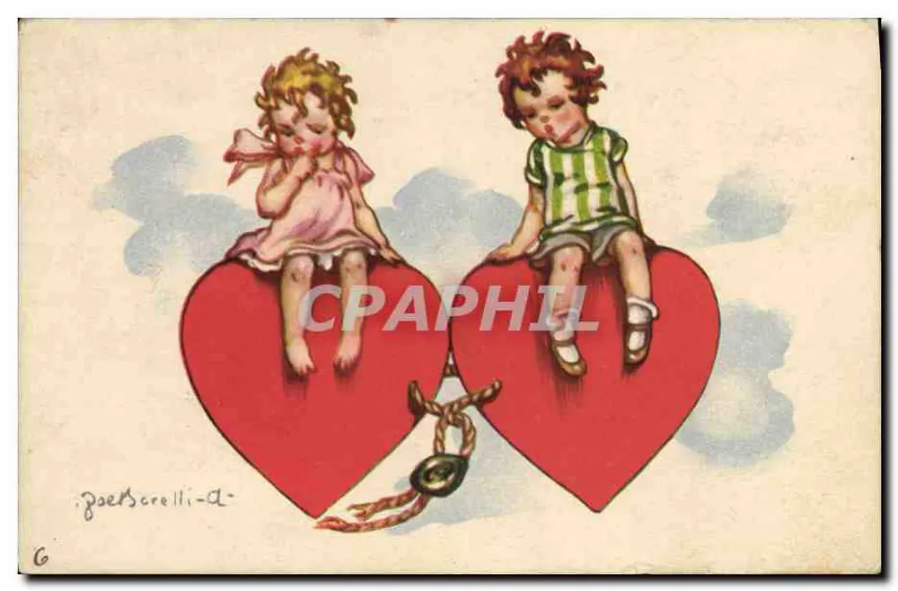 Zwei Kinder auf Herzen — Poës Borelli — n° 545-4 - Vorderseite