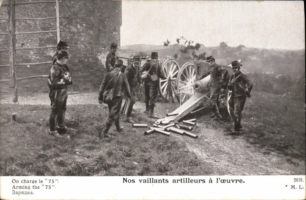 Artillerie französisch — Ladung des 75 mm Kanons — M. L. n° 2070 - Vorderseite