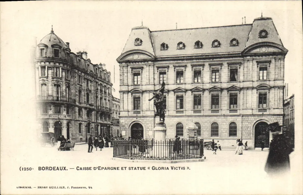 Bordeaux — Sparkasse und Statue « Gloria Victis » — Henry Guillier, F. Founeuve, n°44 - Vorderseite