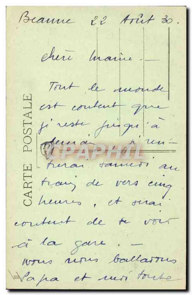 Beaune — A Caixa de Poupança — Banco Ainoé, editor, Beaune (Depositado) - Verso
