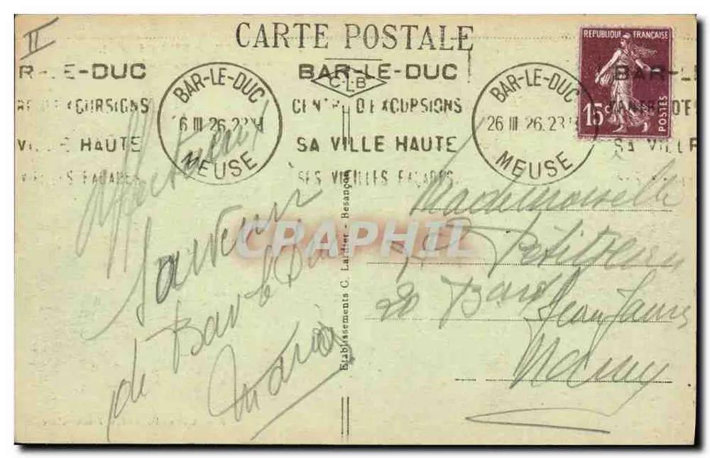 BAR-le-DUC (Meuse) — A Caixa de Poupança — Ed. Antoine-Dalit - Livraria Jeanne-d'Arc - Verso