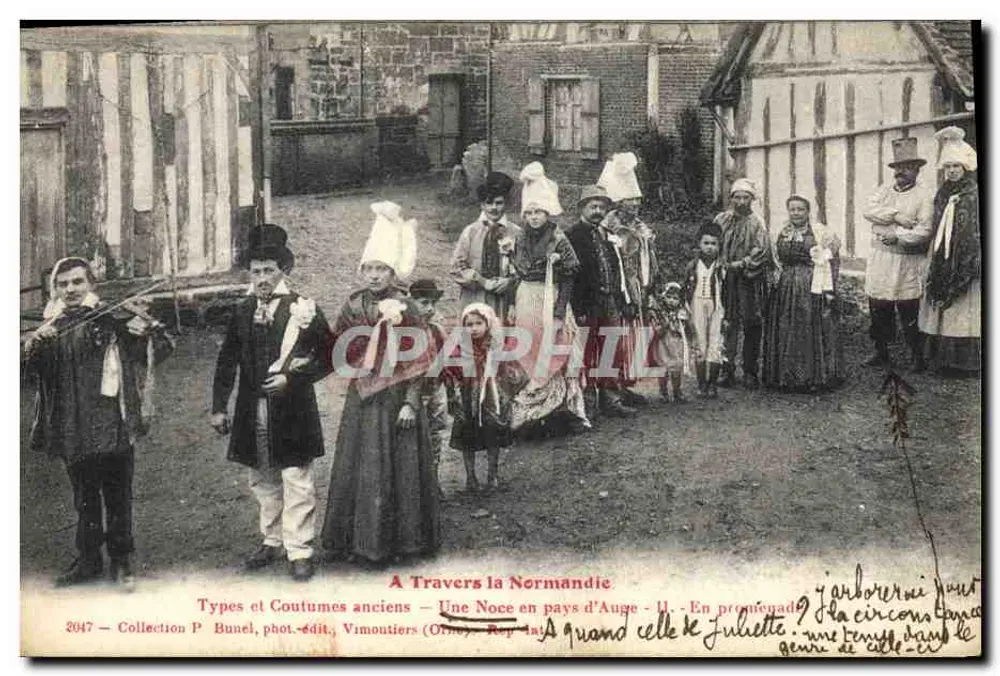 Eine Hochzeit im Pays d'Auge — Spaziergang — Sammlung P Bunel, phot.-edit., Vimoutiers (Orne), Rep. 4a - Vorderseite