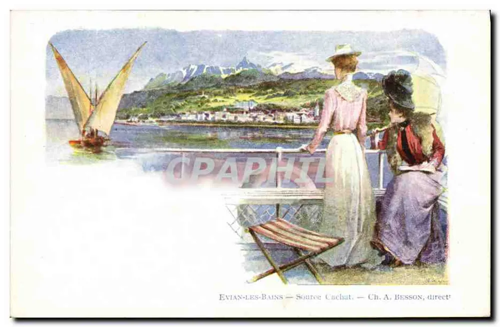 Evian-les-Bains — Ansicht der Quelle Cachat — Ch. A. Besson, Direktor - Vorderseite
