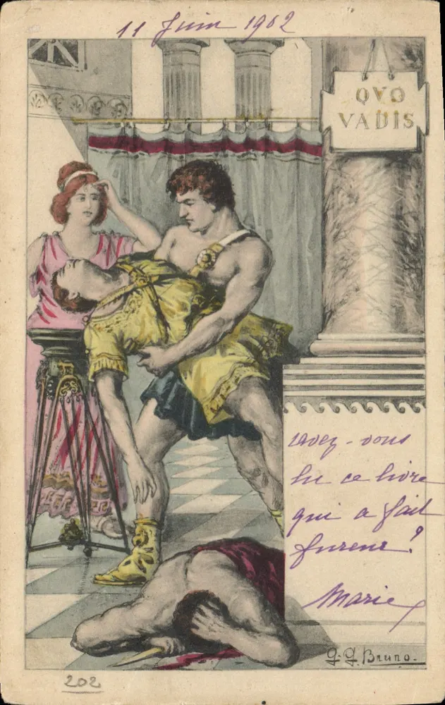 Antike Szene — Mann, der einen Körper trägt — G. A. Bruno, Nr. 202 - Vorderseite