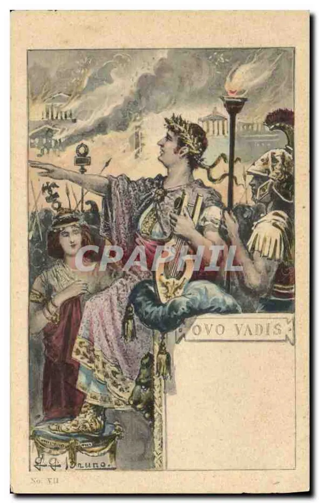 OvO Vadis — antike Szene mit Figuren in römischen Kostümen — L. Bruno, Nr. VII - Vorderseite