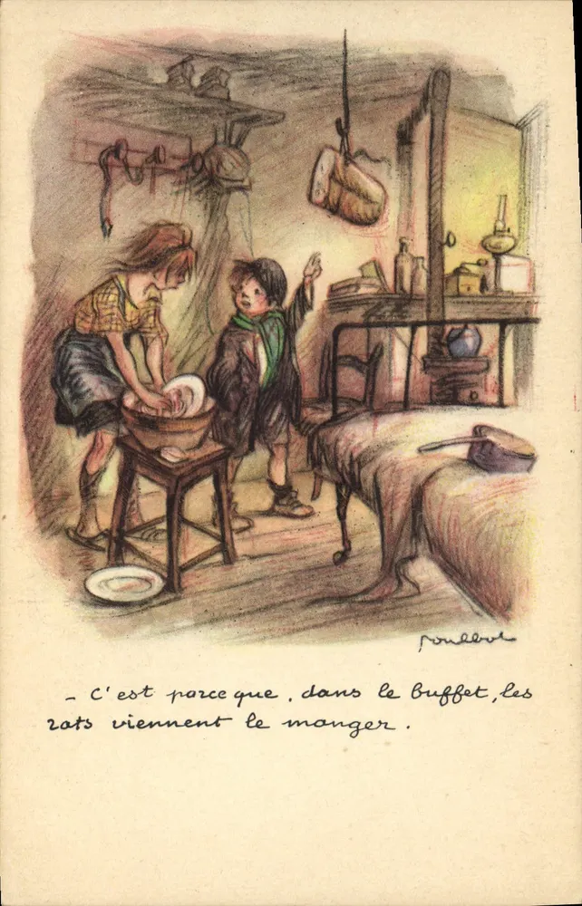 Küchen Szene — Illustration von Poulbot — Nationale Liga gegen Slums - Vorderseite