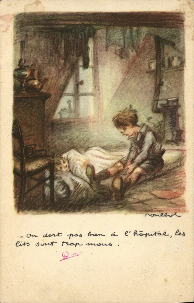 Kind im Krankenhaus — Illustration von N. Vulliet — Verlag nicht sichtbar - Vorderseite