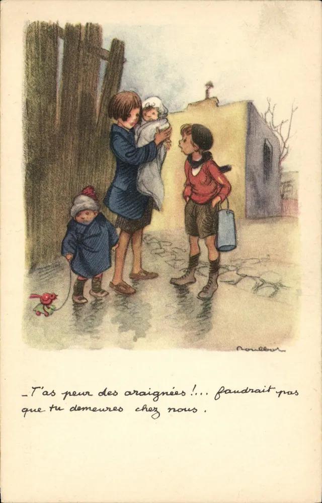 Kinder und Spinnen — Humoristische Illustration — Nouelbur - Vorderseite