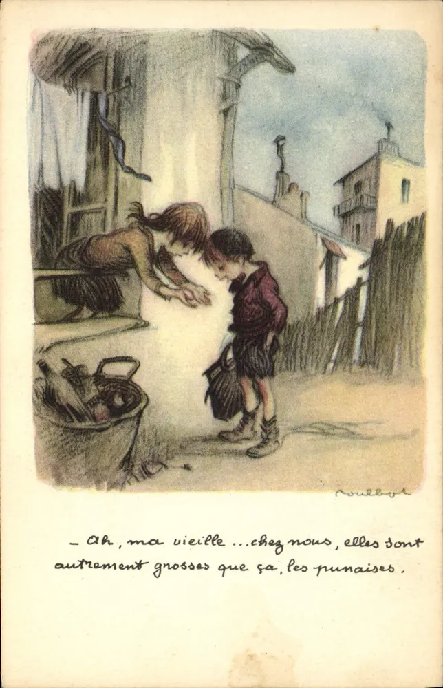 Kinder in einer Straße — Illustration von Poully — National League Against Slums - Vorderseite
