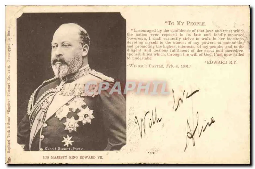 Sua Alteza Real Edward VII — Mensagem real — Gunn & Stuart Photo, Berlim - Frente