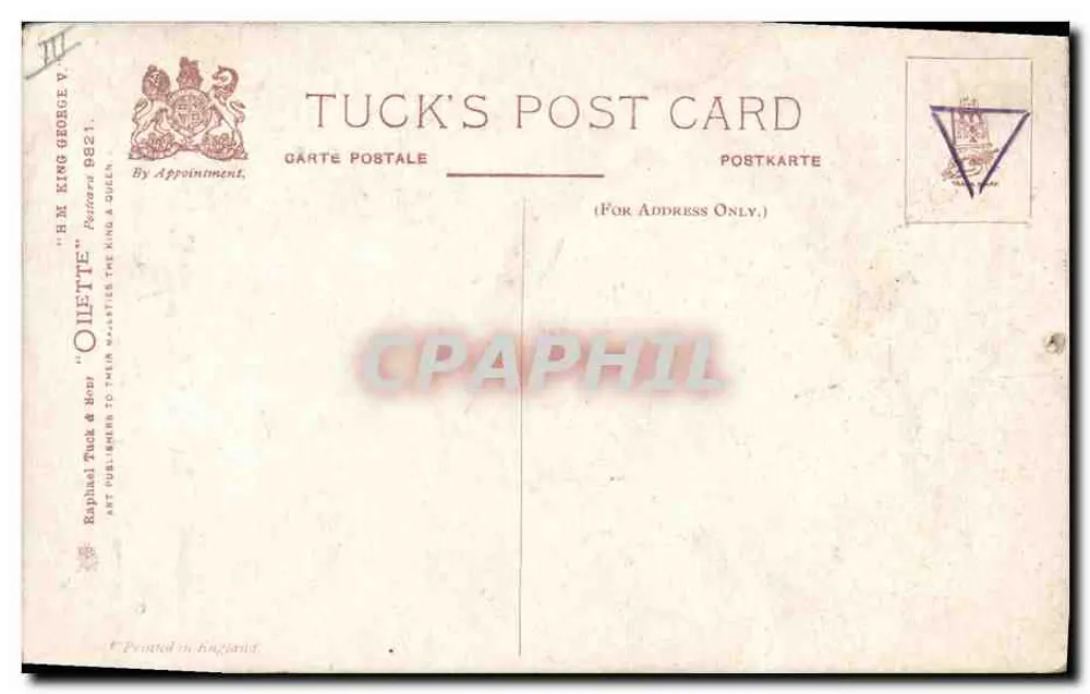 Rei Jorge V — Retrato em Uniforme — Tuck's Post Card n° 8821 - Verso