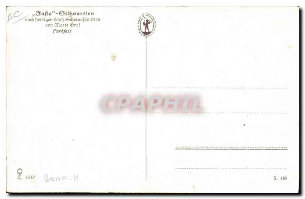 Amor ri — Silhuetas coloridas sob um treliçado — MG, série 1147 - Verso