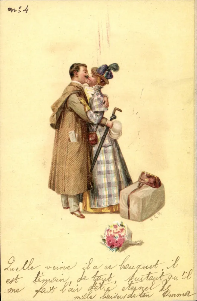Liebespaar — romantische Szene — H.G.R. (Verlag ?) - Vorderseite