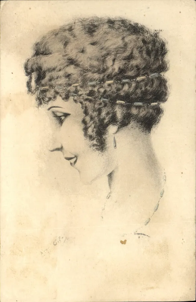 Porträt einer Frau — Art-Deco-Stil — Zeichnung von Anne Gillé - Vorderseite