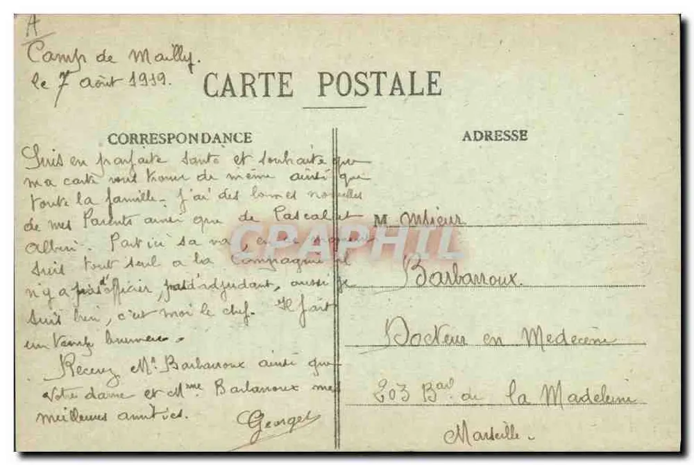 Mailly-le-Camp - A Estação — cliché L. Guéria - Verso