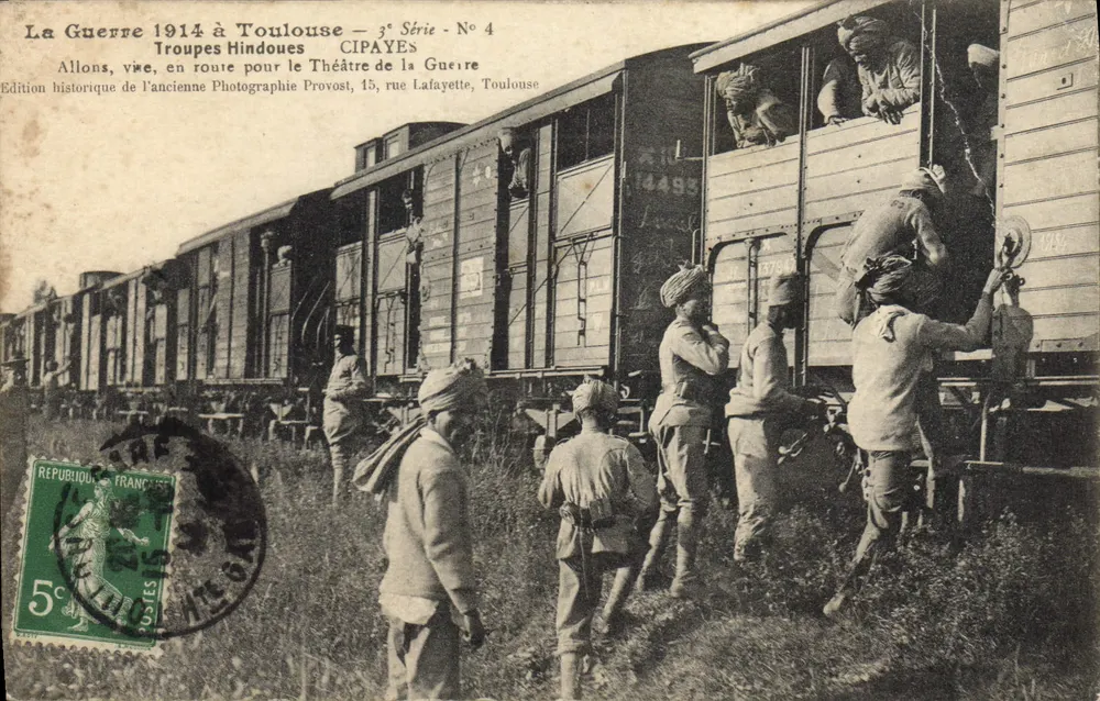 Hindu-Truppen — Der Krieg 1914 in Toulouse — 3. Serie Nr. 4 — Historische Ausgabe der alten Fotografie Provost, 15 rue Lafayette, Toulouse - Vorderseite