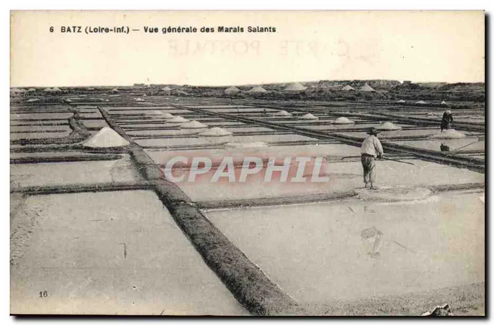 Batz (Loire-Inf.) — Vista geral dos Marais Salants — E. Chapeau, editor Nantes - Frente