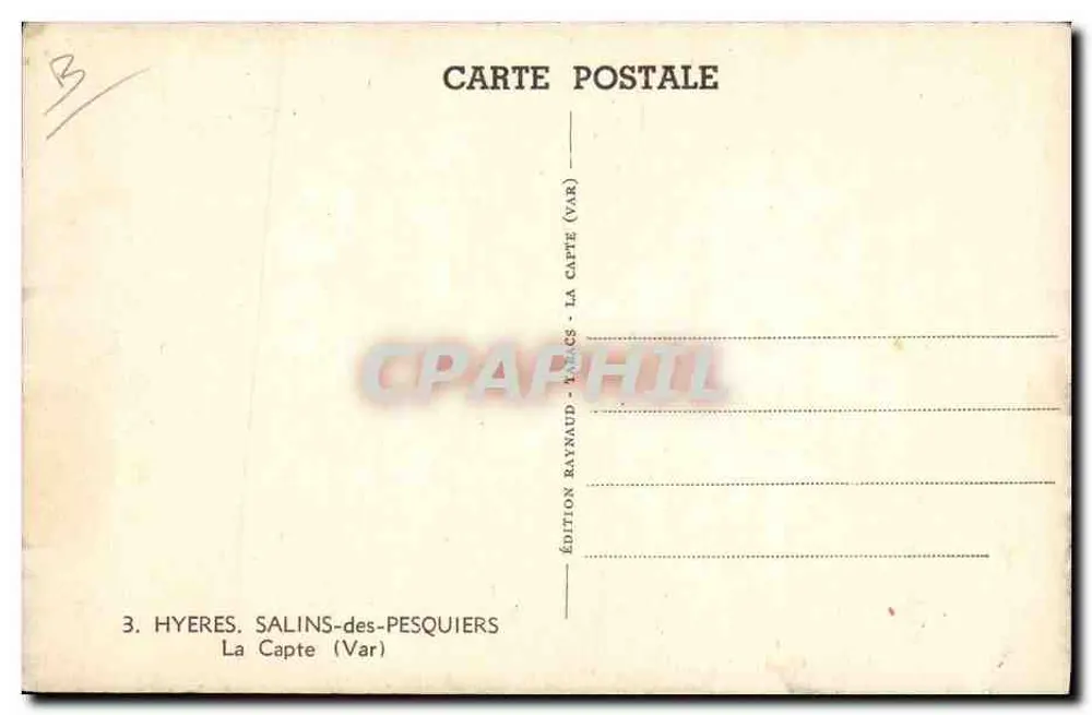 Salins-des-Pesquiers — La Capte (Var) — Raynaud Edition - Rückseite
